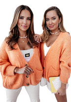 Damen Oversized Strickjacke mit Taschen und Knopfmuster R&B