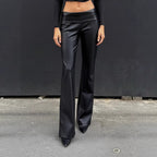 Damen modische Flared-Hosen aus Lederimitat R&B