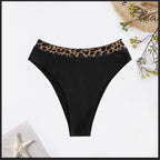 Damen Hochtailliertes Bikini-Unterteil mit modischem Leopardenmuster R&B