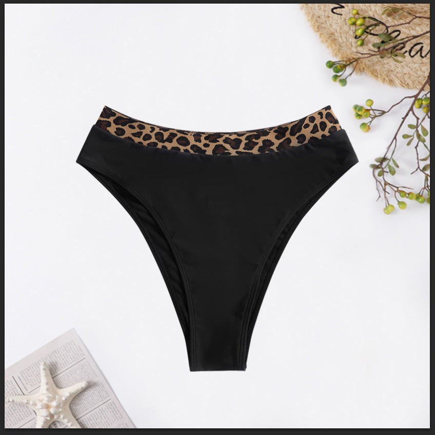 Damen Hochtailliertes Bikini-Unterteil mit modischem Leopardenmuster R&B
