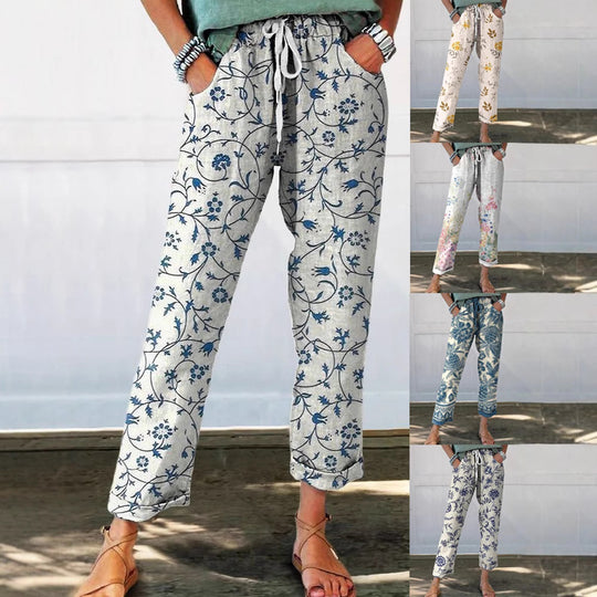 Damen Blumenmuster Freizeithose R&B