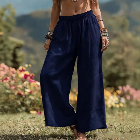 Damen Weit geschnittene Leinenhose R&B