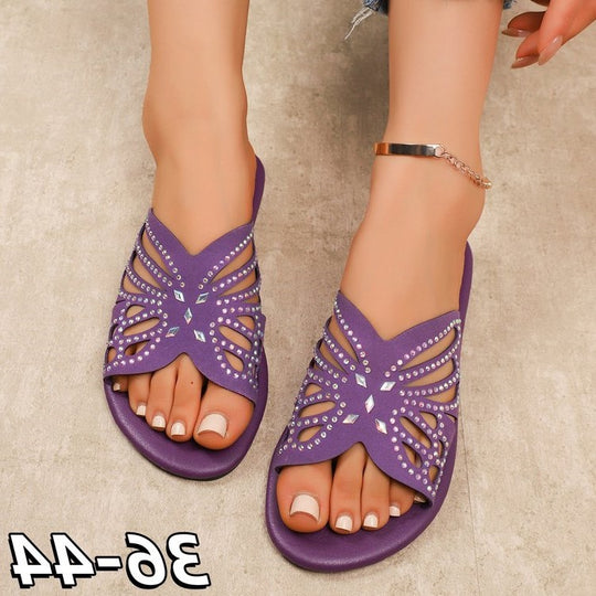 Damen Elegante Riemchen-Sandalen mit floralem Cut-Out-Design R&B