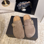 Damen Clogs aus hochwertigem Wildleder mit eleganter Schnalle R&B