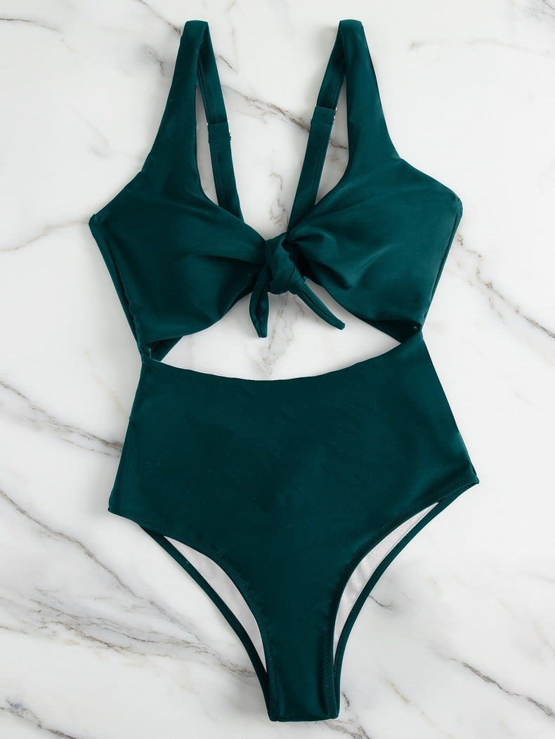 Damen Triangel-Bikini-Set mit verstellbarem Knotendesign R&B