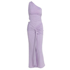Damen stilvolles Wickelkleid mit asymmetrischem Ausschnitt und Rüschendetails R&B