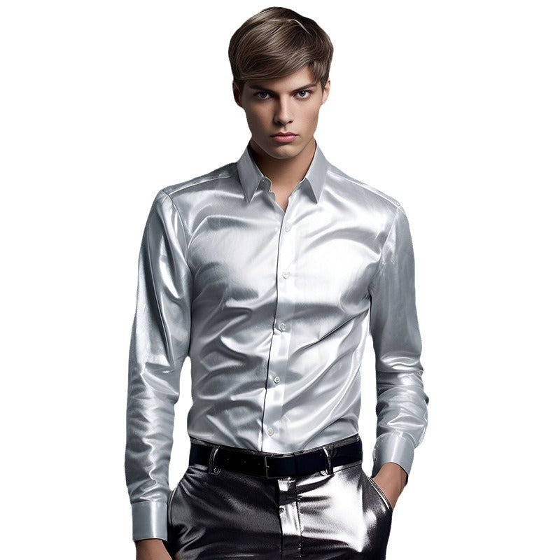 Herren elegante und glänzende Hemd R&B