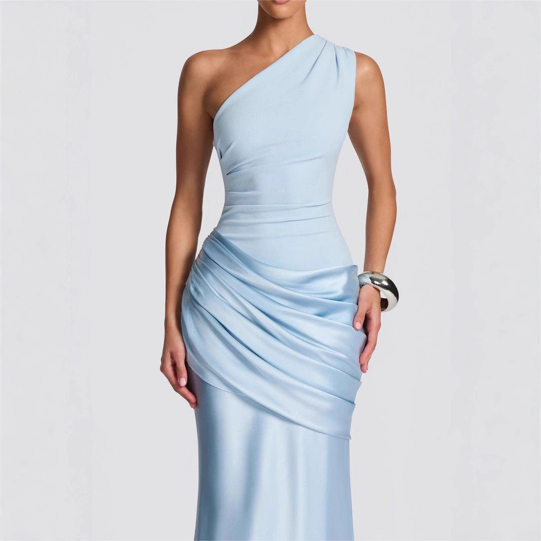 Damen Elegantes One-Shoulder Maxikleid mit raffinierten Drapierungsdetails R&B