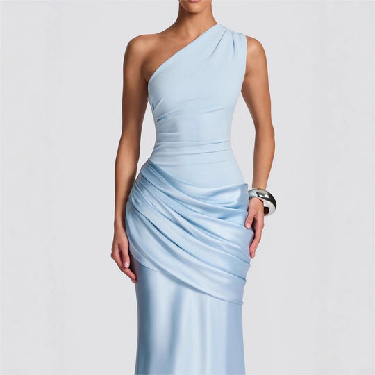 Damen Elegantes One-Shoulder Maxikleid mit raffinierten Drapierungsdetails R&B