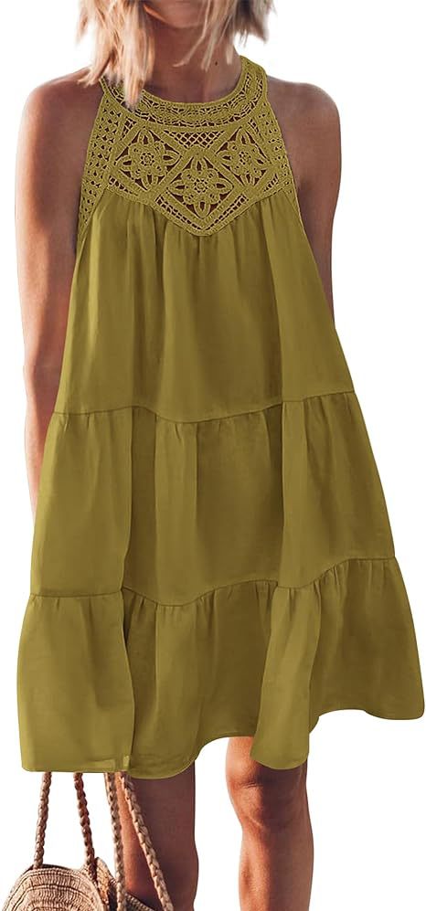 Damen luftiges Sommerkleid mit detaillierter Häkelspitze R&B