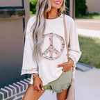 Damen Sweatshirt mit Floralem Peace-Zeichen R&B