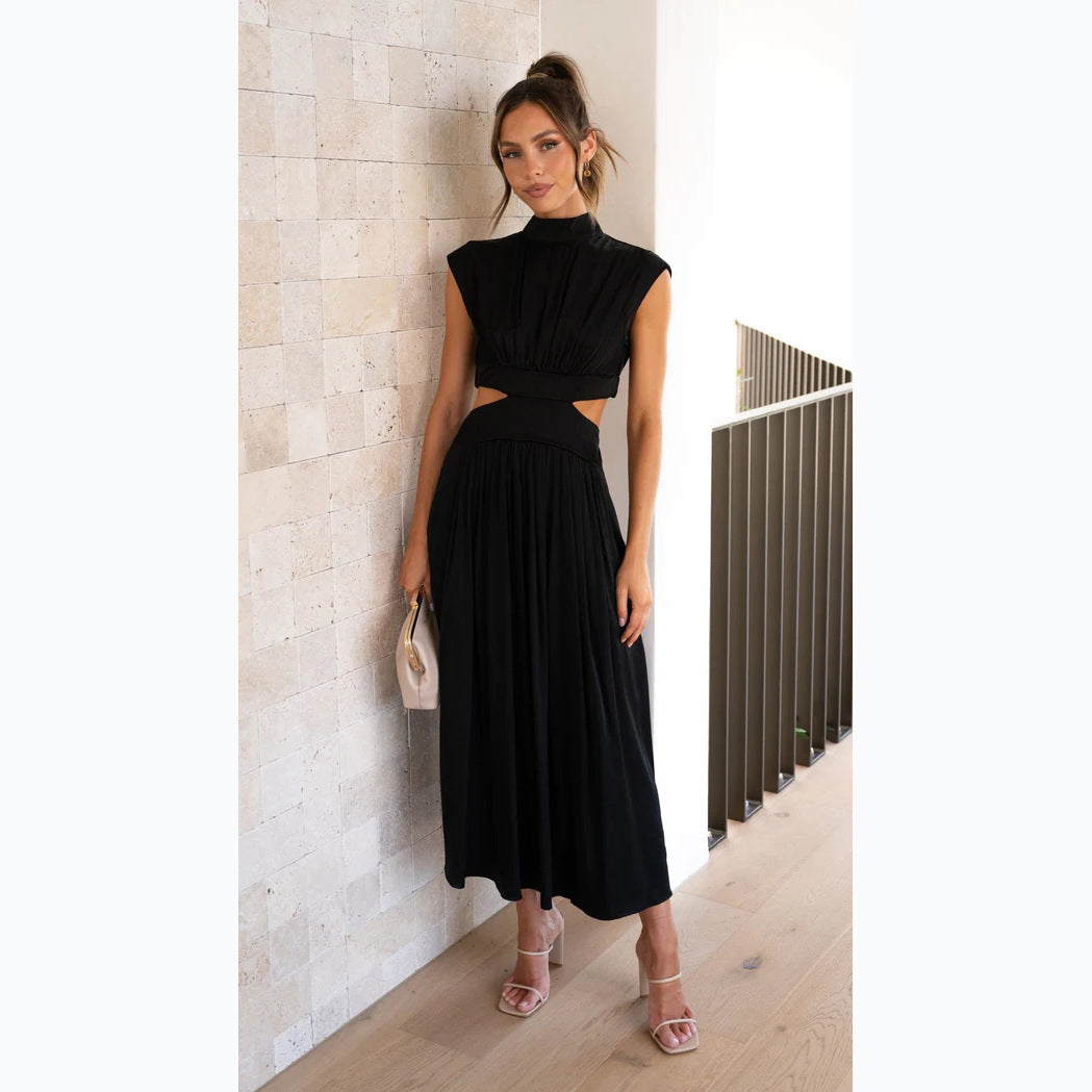 Damen Maxikleid mit kreativem Schnitt und tailliertem Design R&B