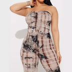 Damen Strapless Jumpsuit mit Raffungen und lässigem Schnitt R&B
