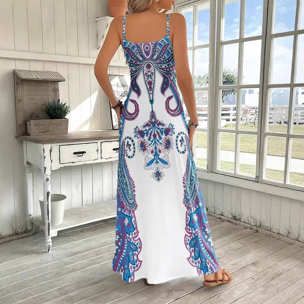 Damen Maxikleid mit verspieltem Druck und eleganter Silhouette R&B