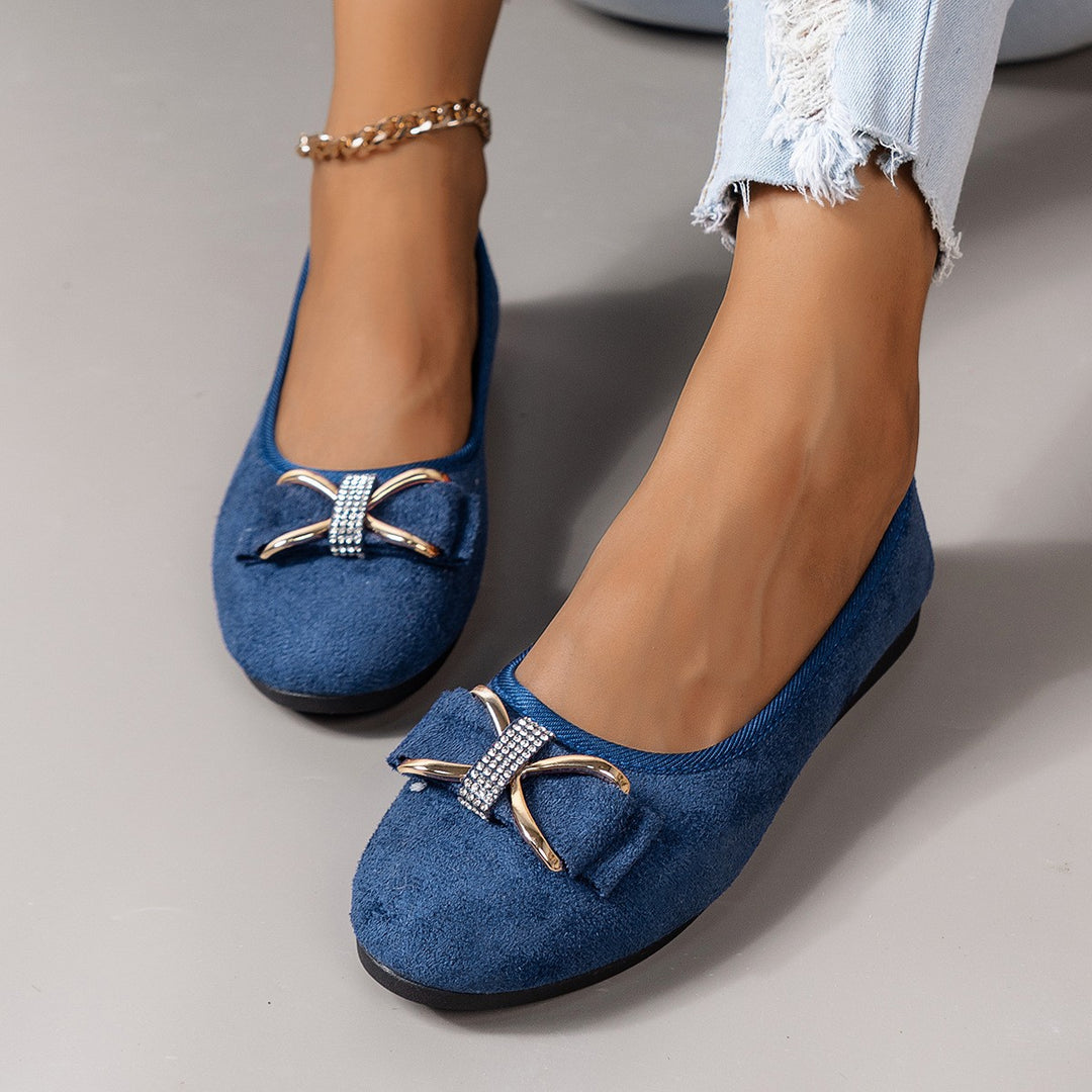 Damen elegante Ballerinas mit funkelndem Schleifen-Detail R&B