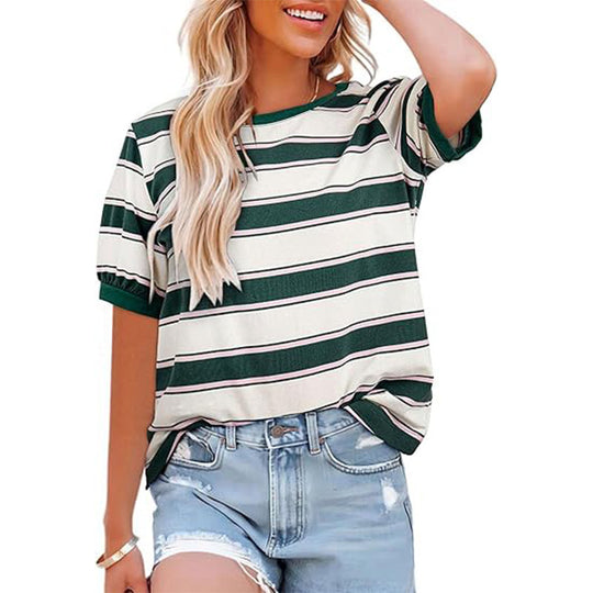 R&B | Gestreiftes T-Shirt mit Rundhalsausschnitt für Damen