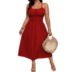 Damen Maxikleid mit verstellbaren Trägern und elastischem Bund R&B