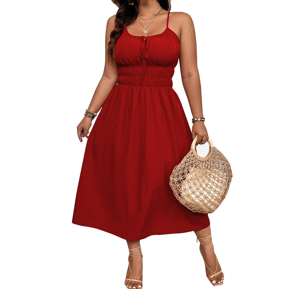 Damen Maxikleid mit verstellbaren Trägern und elastischem Bund R&B