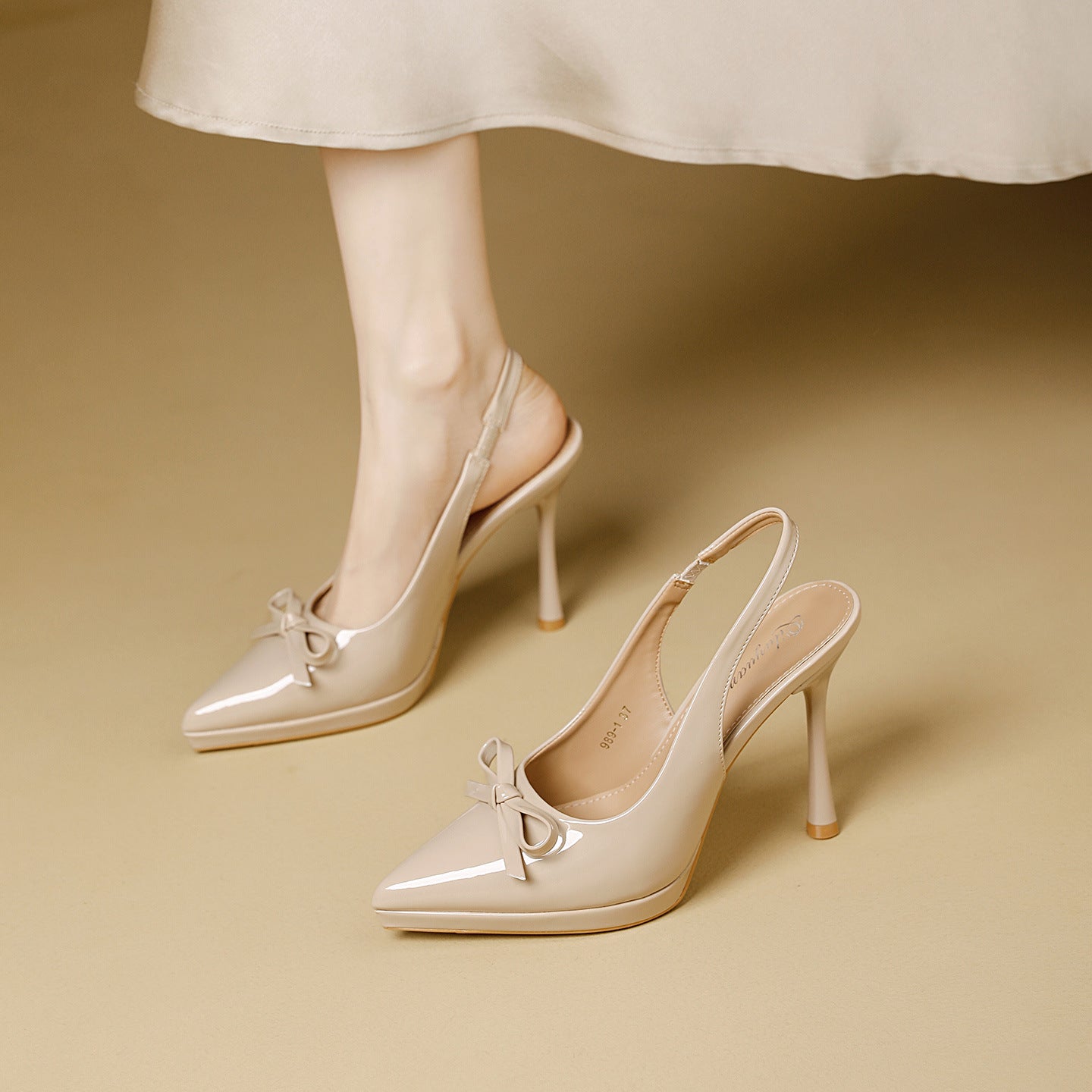 Damen elegante Slingback-Pumps mit dekorativem Schleifendetail