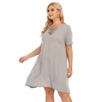 Damen lässiges Loose-Fit Kleid mit V-Ausschnitt und modernen Schnürdetails R&B