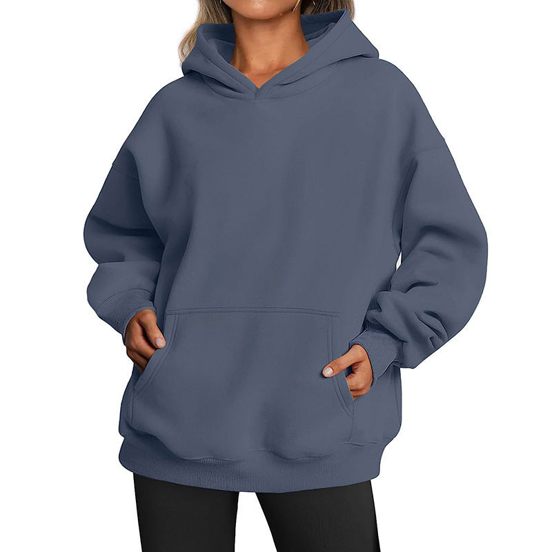 Damen Übergrößen Kapuzenpullover mit praktischen Taschen undlässigem Schnitt R&B