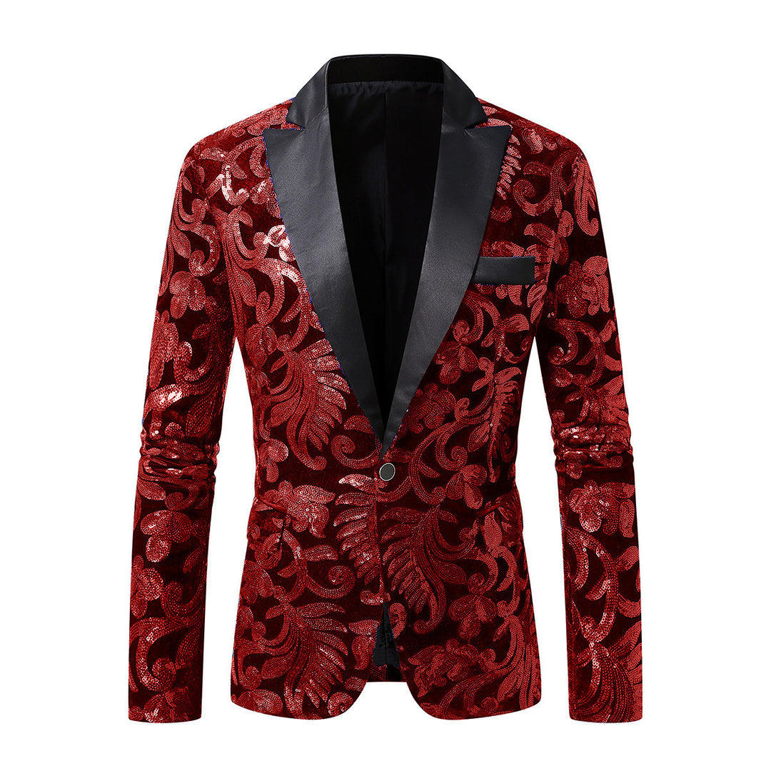 Damen eleganter Pailletten-Blazer mit floralem Design und luxuriösem Schnitt R&B