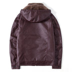 Herren modische Kunstlederjacke mit warmem Innenfutter
