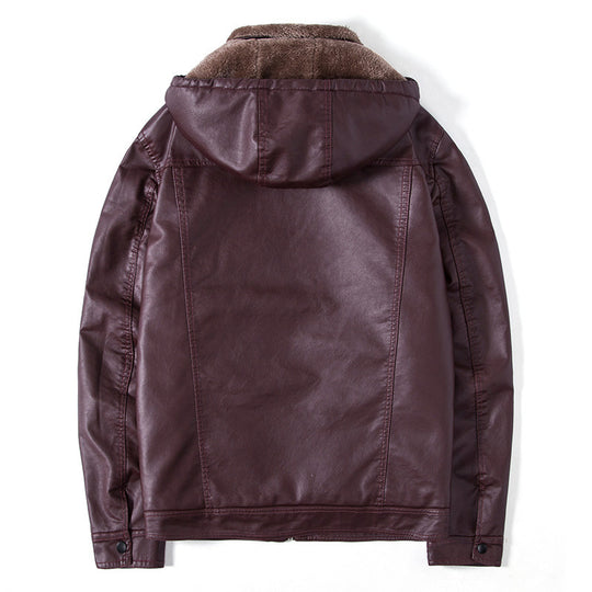 Herren modische Kunstlederjacke mit warmem Innenfutter R&B