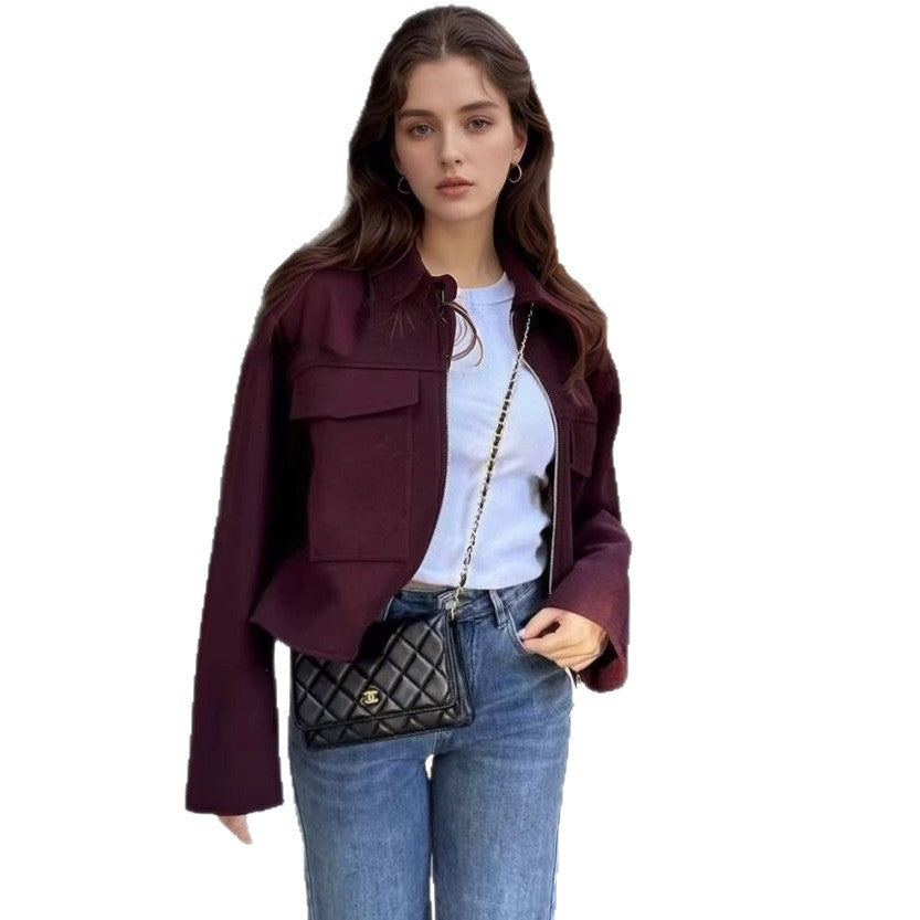 Damen Wool-Blend Jacke mit großen Brusttaschen R&B