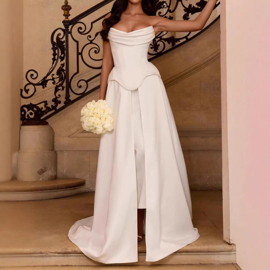 Damen Hochwertiges Brautkleid mit eleganter Drapierung und herzförmigem Ausschnitt R&B
