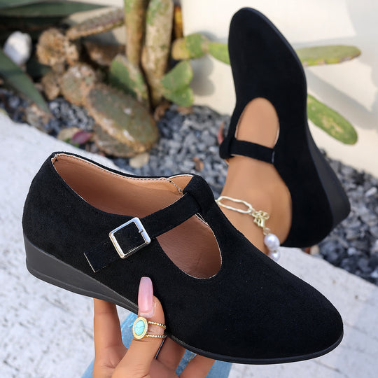Damen Wedge-Pantoletten mit eleganter Schnallen-Applikation R&B