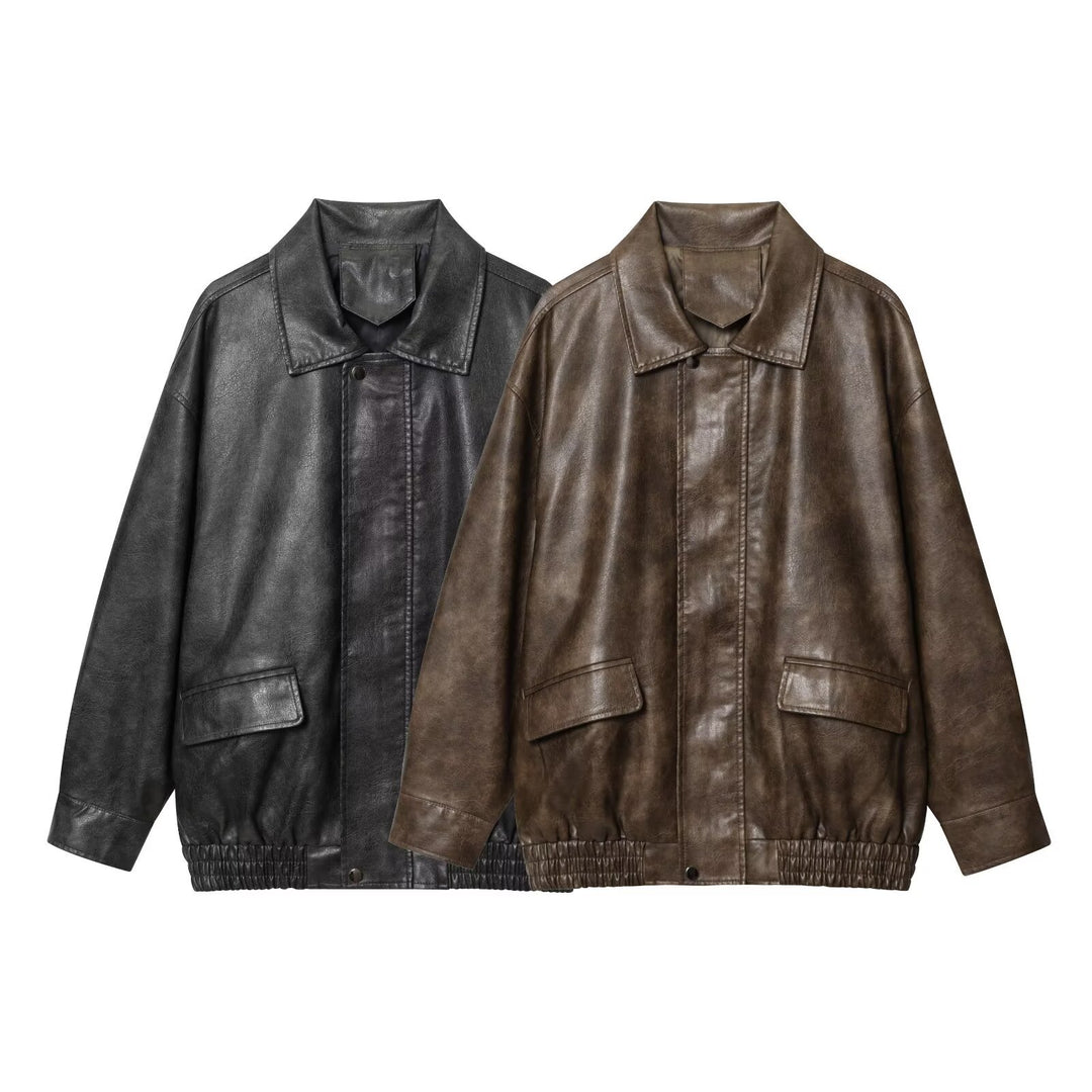 Damen elegante Kunstlederjacke R&B