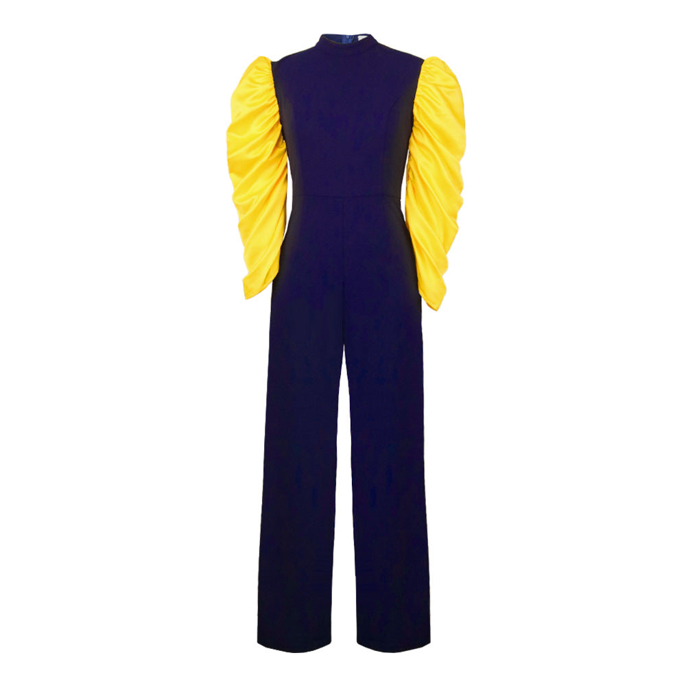 Damen Glamouröser Jumpsuit mit eleganten Puffärmeln und tailliertem Schnitt R&B