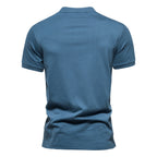 Herren Kurzarm Henley-T-Shirt mit modernem Reißverschluss und hochwertiger Baumwollmischung