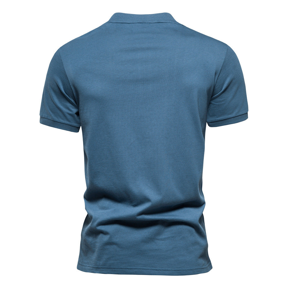 Herren Kurzarm Henley-T-Shirt mit modernem Reißverschluss und hochwertiger Baumwollmischung