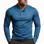 Herren Langarm-Henley-Shirt mit klassischem Knopfdetail und körpernaher Passform R&B