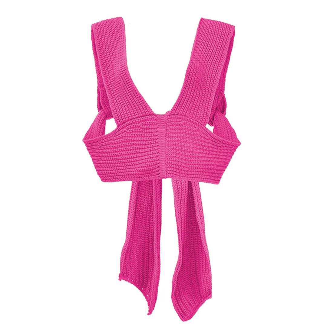 Damen gestricktes Crop-Top mit raffinierten Rückendetails R&B
