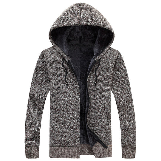Herren bequeme Fleece-Jacke mit Kapuze und weichem Innenfutter R&B