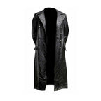 Herren Ledertrenchcoat mit doppelreihiger Knopfleiste