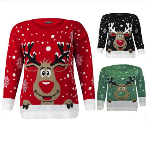 Damen Weihnachtspullover mit fröhlichem Rentier-Design und weichem Material R&B