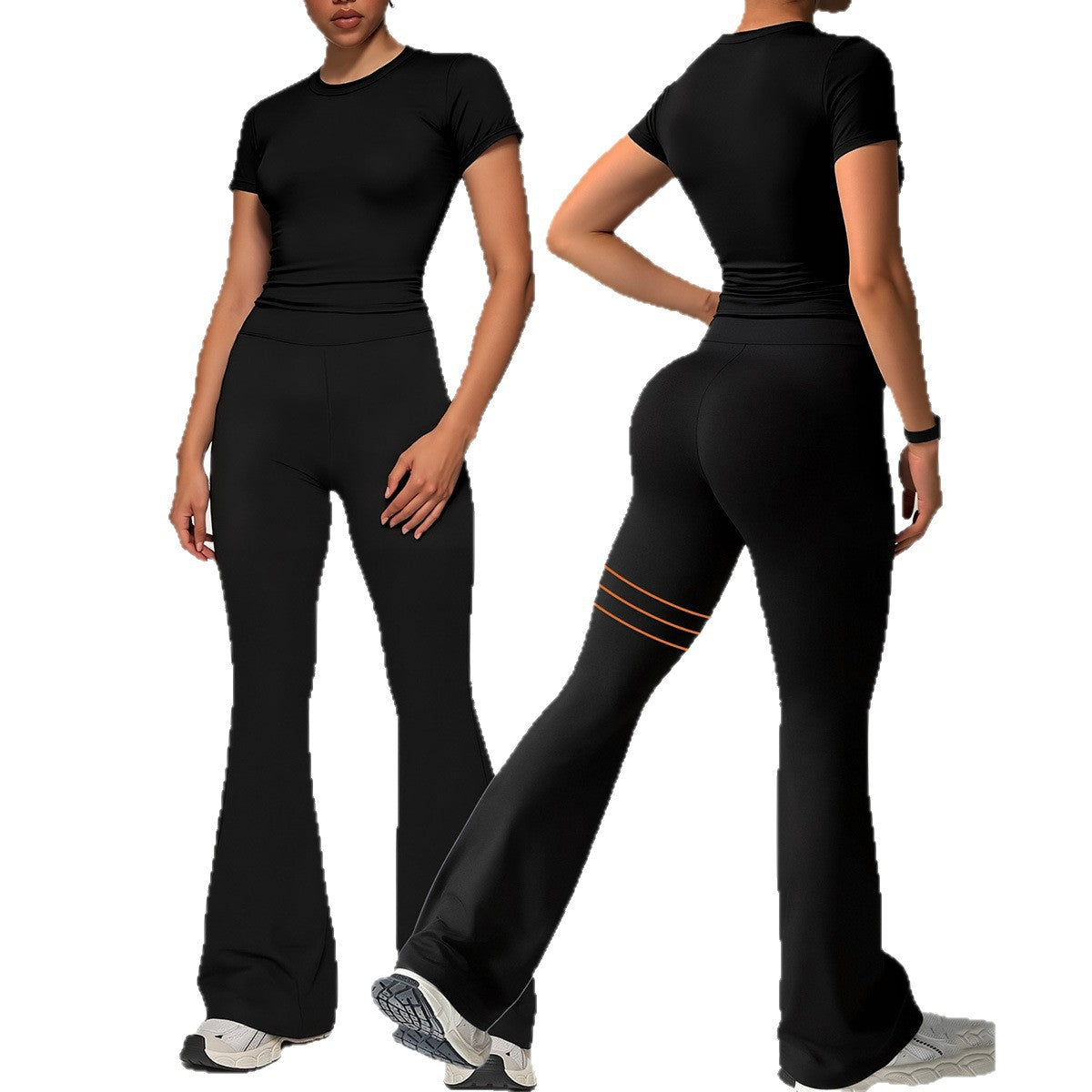 Damen Sportliches Set mit cropped Oberteil und flared Leggings R&B