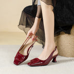 Damen Slingback-Pumps mit quadratischer Schuhspitze und modischem Riemendesign
