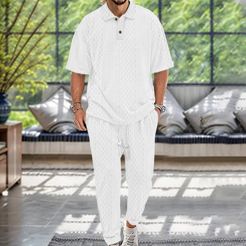 Herren lässiges Freizeit-Set mit strukturiertem Oberteil und bequemen Jogginghosen R&B