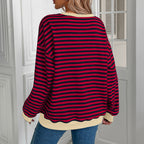 Damen gestreifter Pullover mit lockerer Passform