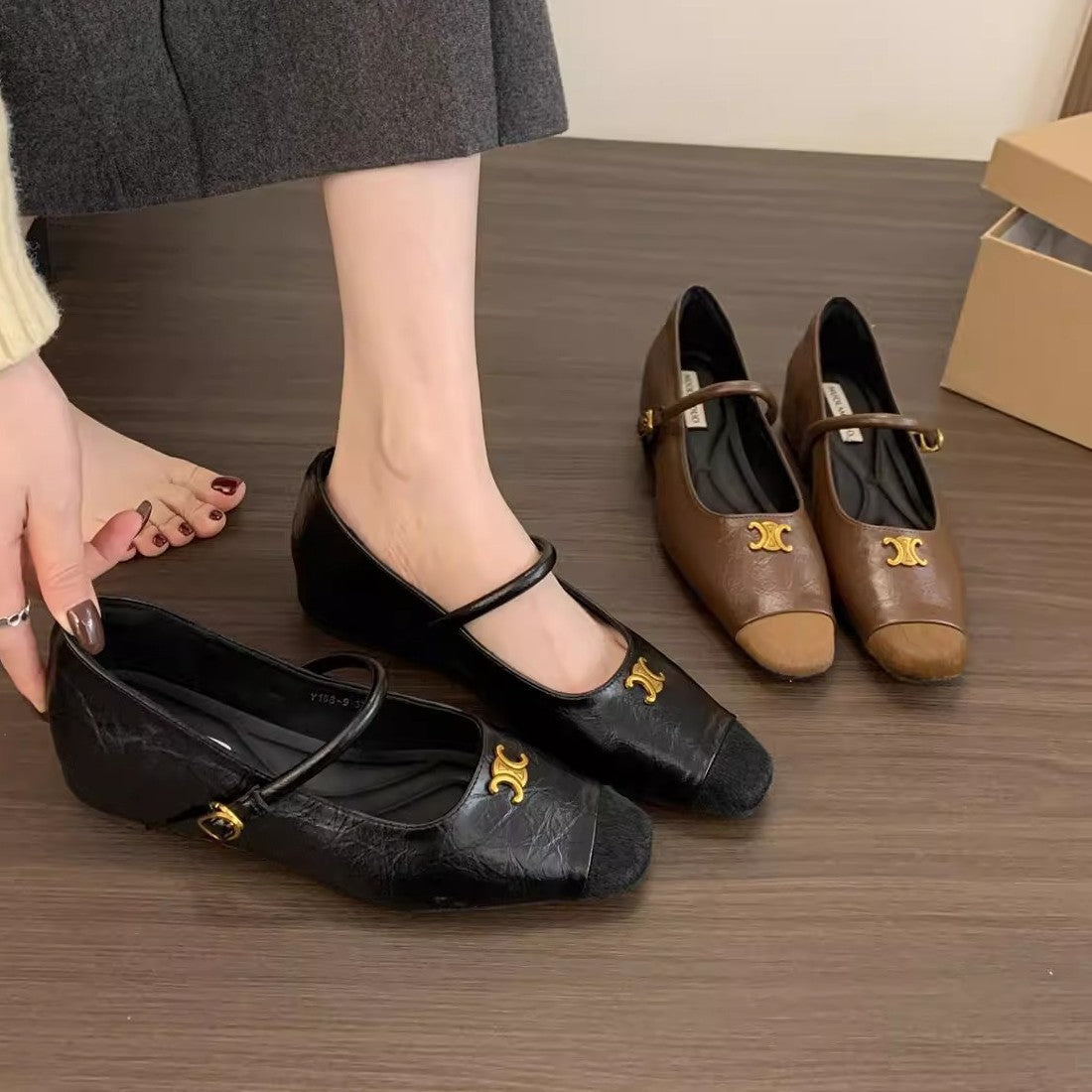 Damen Ballerinas mit dekorativer Schnallen-Applikation und elegantem Schnitt R&B