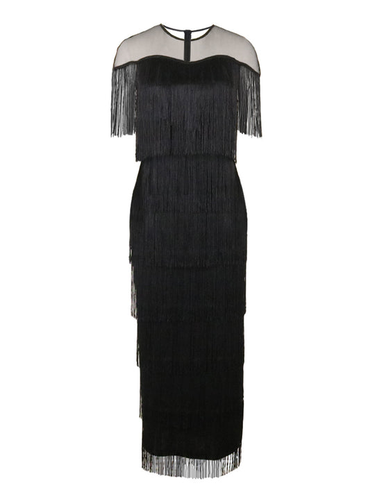 Damen Maxikleid mit Fransen R&B