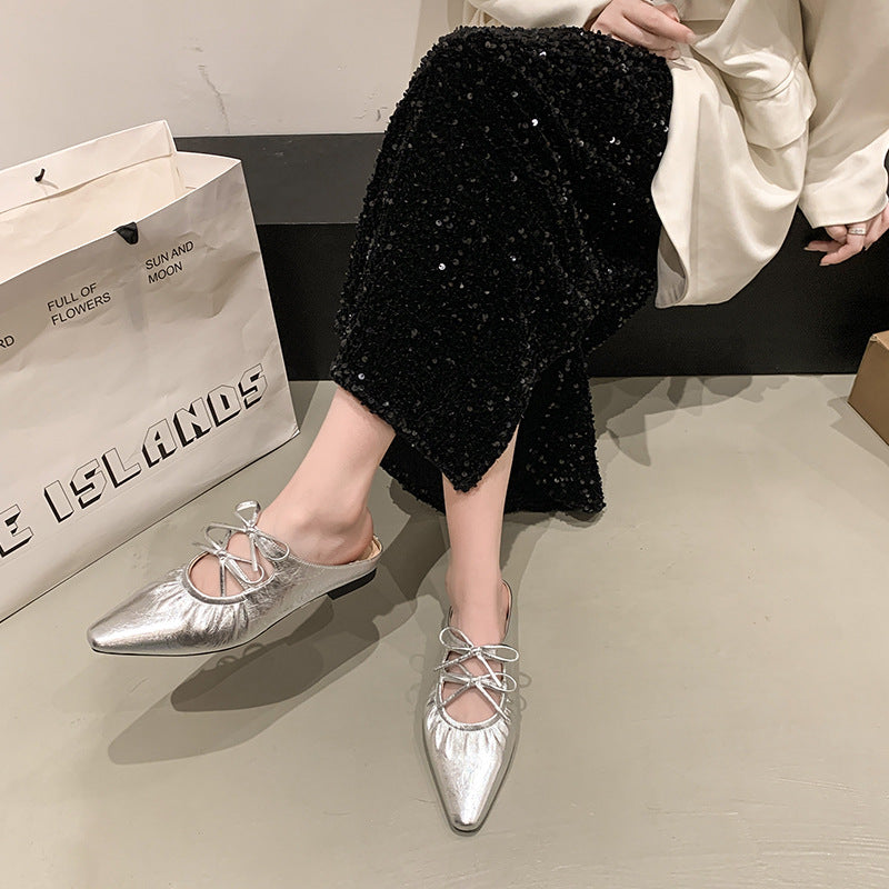 Damen elegante Mules mit Schnürdetail R&B