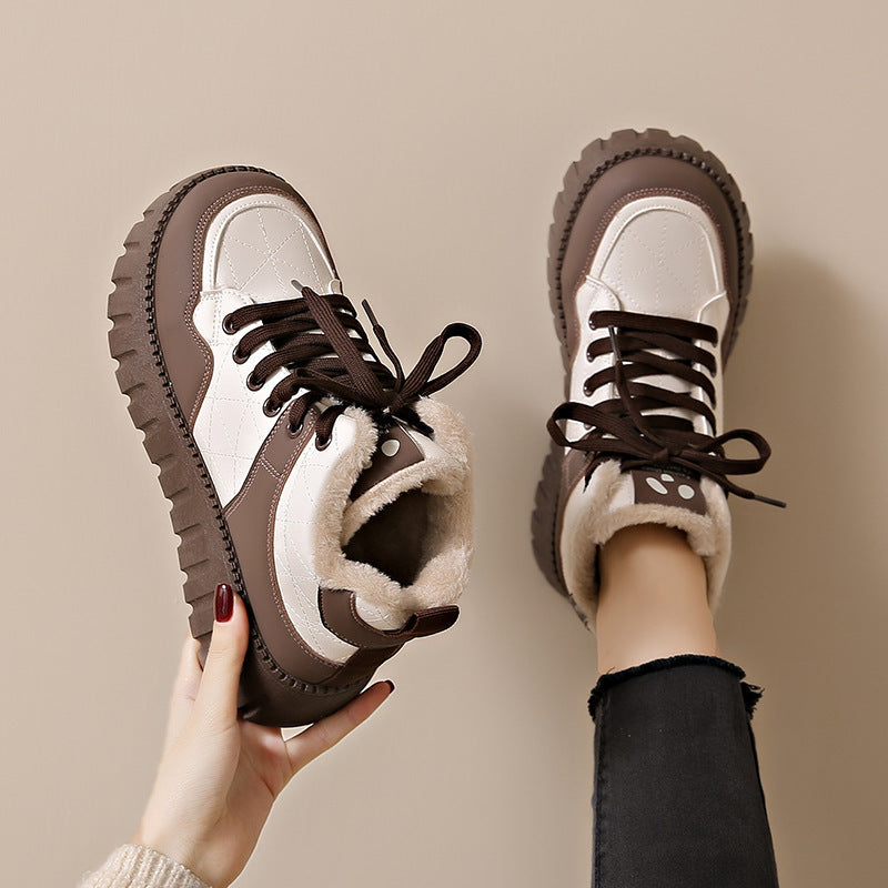 Damen Warmfutter Sneakers mit dickem Plateau R&B