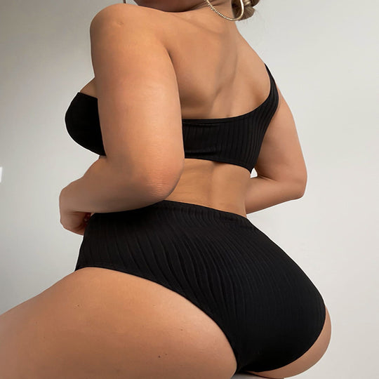 Damen Hochtaillierter Bikini mit asymmetrischem Design R&B