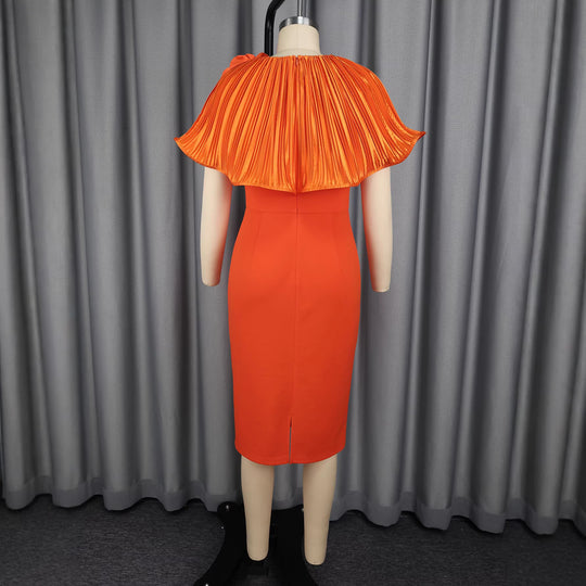 Damen figurbetontes Cocktailkleid mit drapiertem Volant und floraler Applikation R&B